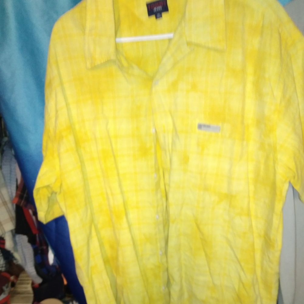 Men's button down xlarge dress shirt bright yellow Tommy Jeans Authentic tag